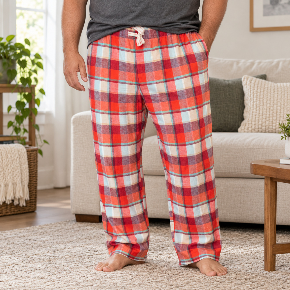 Old Navy Men’s 4X Plaid Pajama Pants Red Cotton Drawstring Lounge NWT Sleepwear